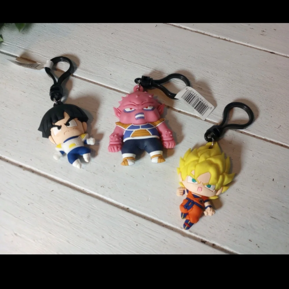 Dragon Ball Z Rubber Figure Keychain Cosplay Anime Bundle Of 3 Saiyan Goku New